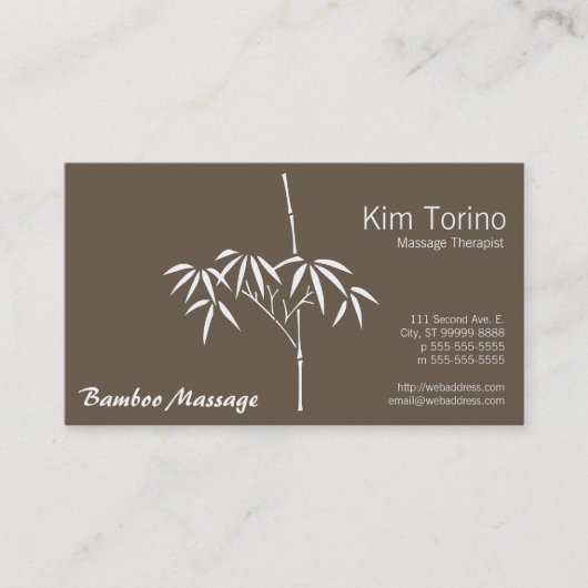 Massage Therapist Garden Bamboo Visitekaartje (Voorkant)
