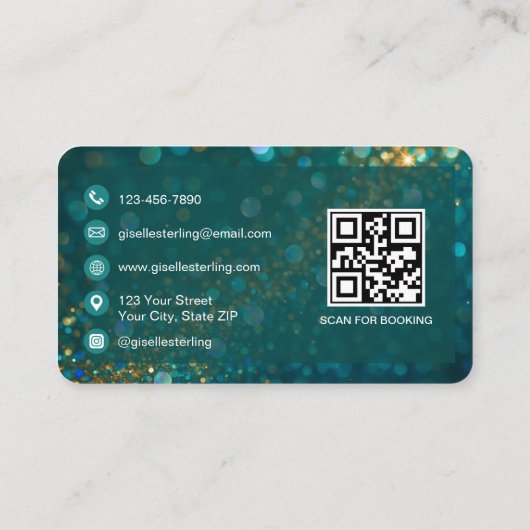 Massage Therapist  Green Gold QR Code Professional Visitekaartje (Achterkant)