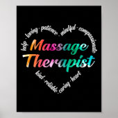 Massage Therapist Heart Word Cloud Waterverf Poster (Voorkant)