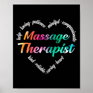 Massage Therapist Heart Word Cloud Waterverf Poster