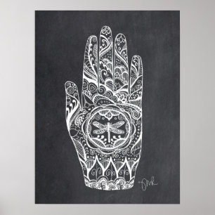 Massage Therapist Henna Dragonfly Tattoo Hand 1 Poster
