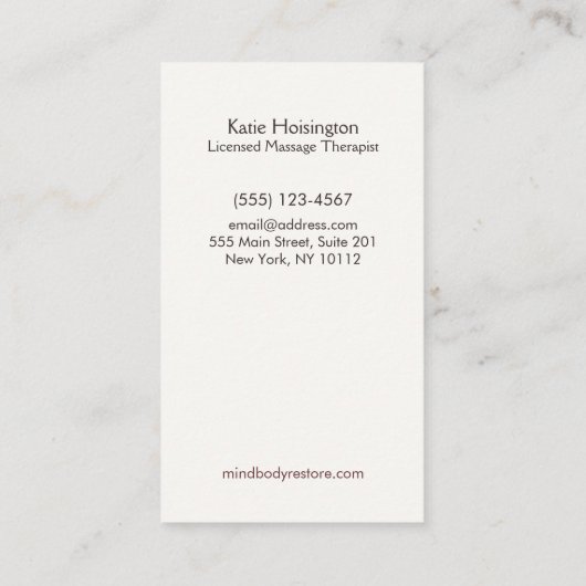 Massage Therapist Henna Dragonfly Tattoo Hand 1 Visitekaartje (Achterkant)