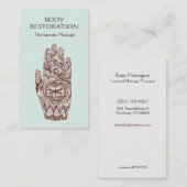 Massage Therapist Henna Dragonfly Tattoo Hand 2 Visitekaartje (Voorkant / Achterkant)