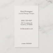 Massage Therapist Henna Dragonfly Tattoo Hand 2 Visitekaartje (Achterkant)