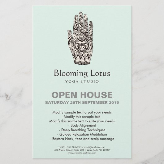 Massage Therapist Henna Dragonfly Tattoo Hand Flyer (Voorkant)