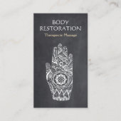 Massage Therapist Henna Lotus Tattoo Hand Visitekaartje (Voorkant)