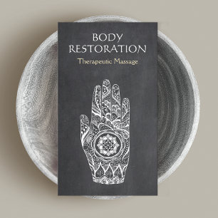 Massage Therapist Henna Lotus Tattoo Hand Visitekaartje