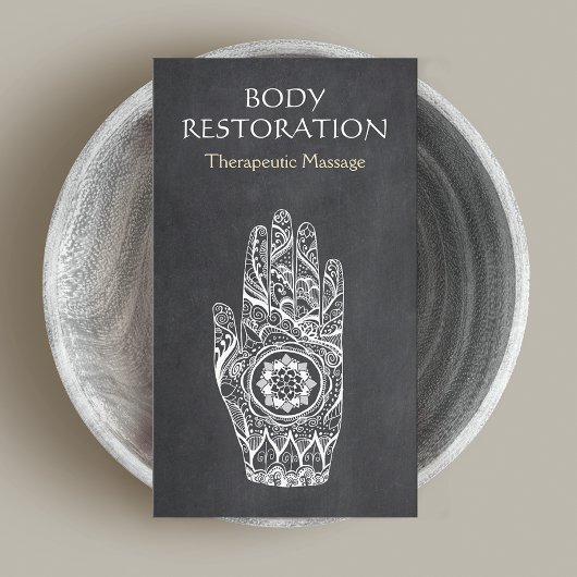 Massage Therapist Henna Lotus Tattoo Hand Visitekaartje