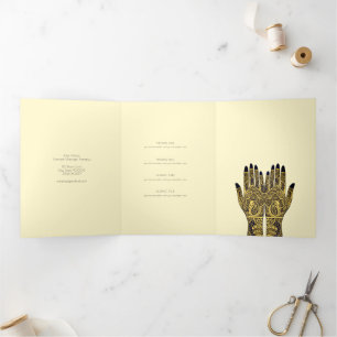 Massage Therapist Henna Mehndi Hands Drieluik Kaart