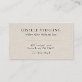 Massage Therapist Linen Neutral Minimalist Lotus Visitekaartje (Achterkant)