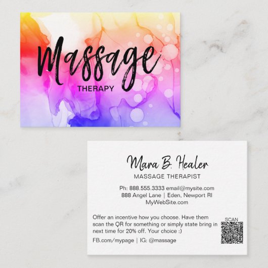 *~* Massage Therapist Logo Massage Therapy QR code Visitekaartje (Voorkant / Achterkant)