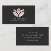 Massage Therapist Lotus Flower Rose Gold Glitter  Visitekaartje (Voorkant / Achterkant)