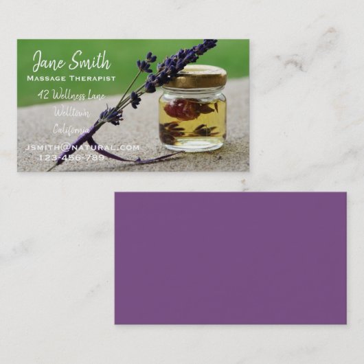 Massage Therapist Massage oil Visitekaartje (Voorkant / Achterkant)