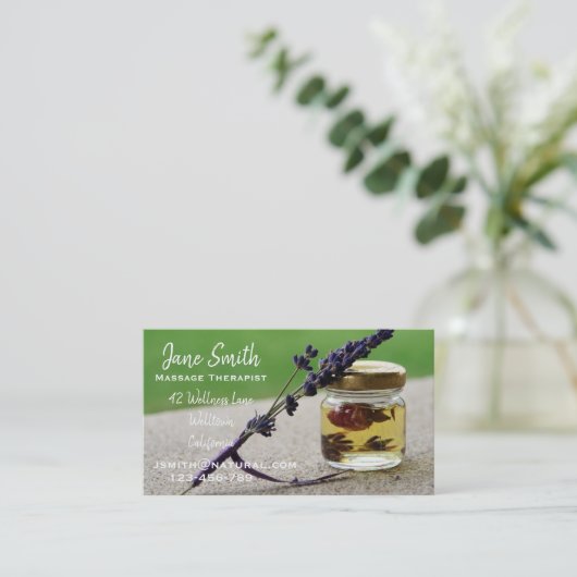 Massage Therapist Massage oil Visitekaartje (Staand voorkant)