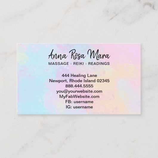*~* Massage Therapist Massage Therapy Abstract Visitekaartje (Achterkant)