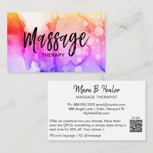 *~* Massage Therapist Massage Therapy QR code Logo Visitekaartje (Voorkant / Achterkant)
