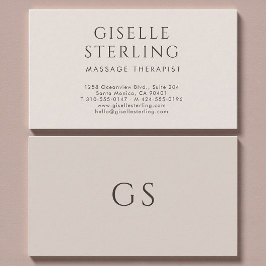 Massage Therapist Minimalist Luxury Neutral Modern Visitekaartje