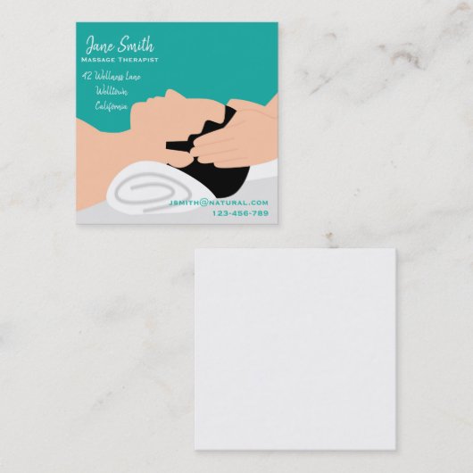 Massage Therapist modern design Vierkante Visitekaartje (Voorkant / Achterkant)