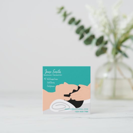 Massage Therapist modern design Vierkante Visitekaartje (Staand voorkant)