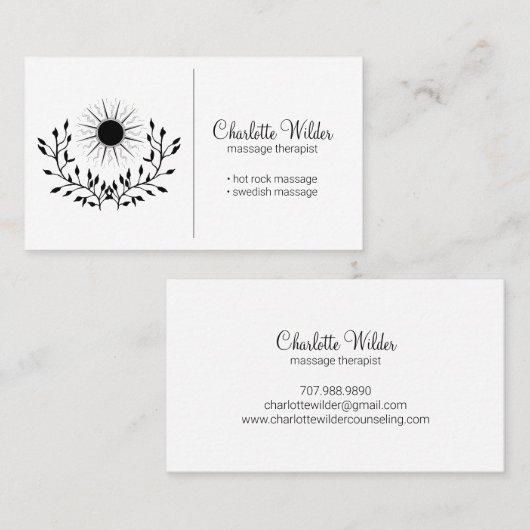 Massage Therapist Moon en Laurel Visitekaartje (Voorkant / Achterkant)