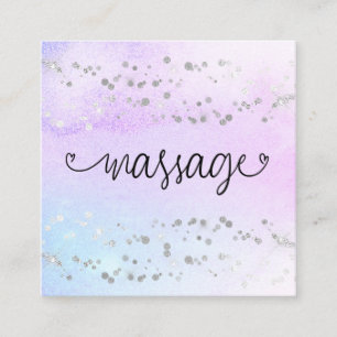 *~* Massage Therapist pasta regenbooglitter Heart Vierkante Visitekaartje