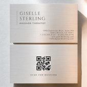 Massage Therapist QR Code Brushed Metal Visitekaartje