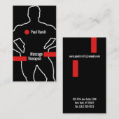 Massage Therapist Red Black Visitekaartje (Voorkant / Achterkant)