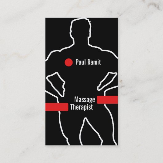 Massage Therapist Red Black Visitekaartje (Voorkant)