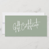 Massage Therapist Sage Green Gift Certificates (Voorkant)
