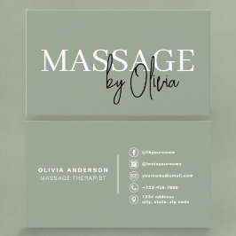 Massage Therapist Sage Green Visitekaartje