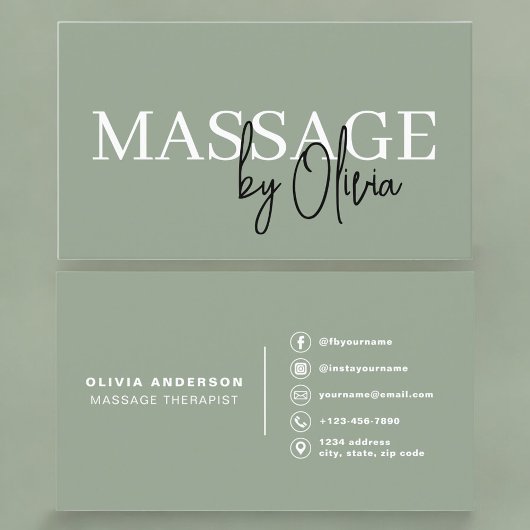 Massage Therapist Sage Green  Visitekaartje