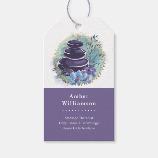 Massage Therapist Salon Spa Stylist Zen Stone Hang Cadeaulabel (Voorkant)