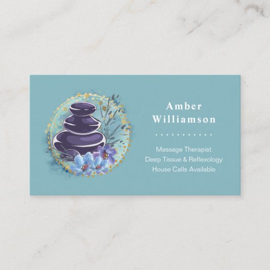 Massage Therapist Salon Spa Stylist Zen Stones Visitekaartje (Voorkant)
