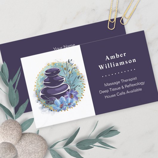 Massage Therapist Salon Spa Stylist Zen Stones Visitekaartje