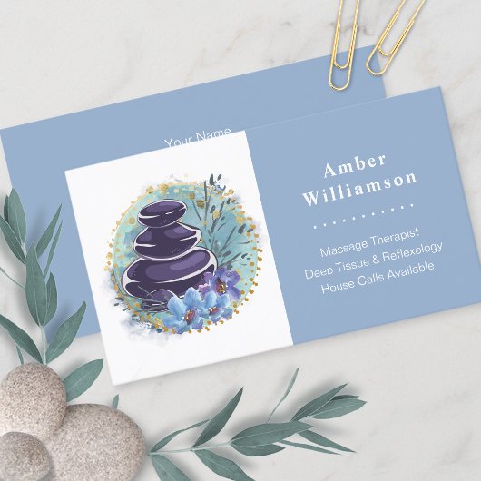 Massage Therapist Salon Spa Stylist Zen Stones Visitekaartje