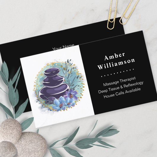Massage Therapist Salon Spa Stylist Zen Stones Visitekaartje