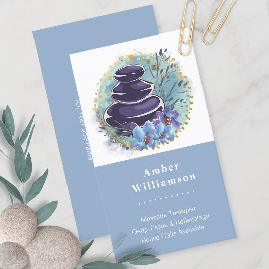 Massage Therapist Salon Spa Stylist Zen Stones Visitekaartje