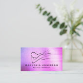 Massage Therapist Silver Paarse Ombre Folie Visitekaartje (Staand voorkant)