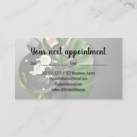 Massage Therapist Spa Afsprakenkaartje (Achterkant)