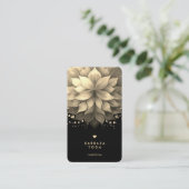 Massage Therapist Spa Elegant Zwart Wit Lotus Visitekaartje (Staand voorkant)