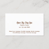 Massage Therapist Spa Visitekaartje (Achterkant)