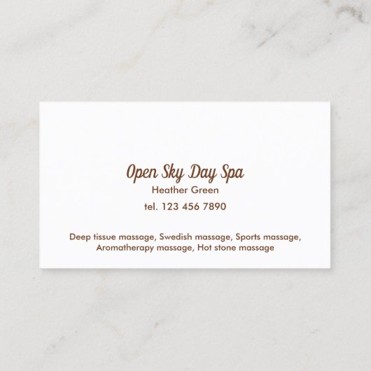 Massage Therapist Spa Visitekaartje (Achterkant)