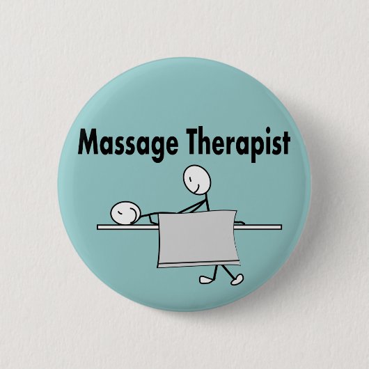 Massage Therapist Stick Person Ronde Button 5,7 Cm (Voorkant)