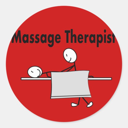 Massage Therapist Stick Person Ronde Sticker (Voorkant)