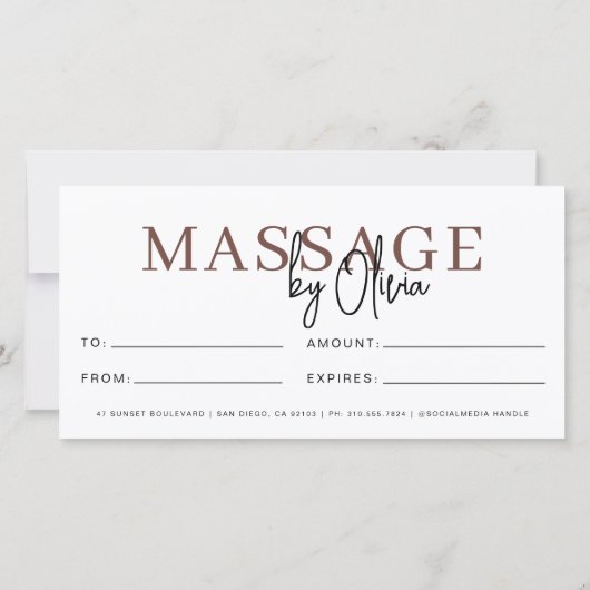 Massage Therapist Terracotta Gift Certificates (Achterkant)