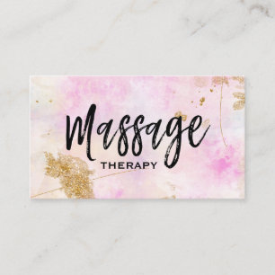 ** Massage Therapist Trendy Grunge Gold Pink Visitekaartje
