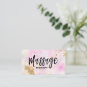 *~* Massage Therapist Trendy Grunge Gold Pink Visitekaartje (Staand voorkant)