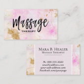 *~* Massage Therapist Trendy Grunge Gold Pink Visitekaartje (Voorkant / Achterkant)