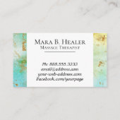 *~* Massage Therapist Trendy Grunge Gold Turquoise Visitekaartje (Achterkant)