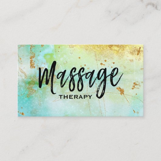 *~* Massage Therapist Trendy Grunge Gold Turquoise Visitekaartje (Voorkant)